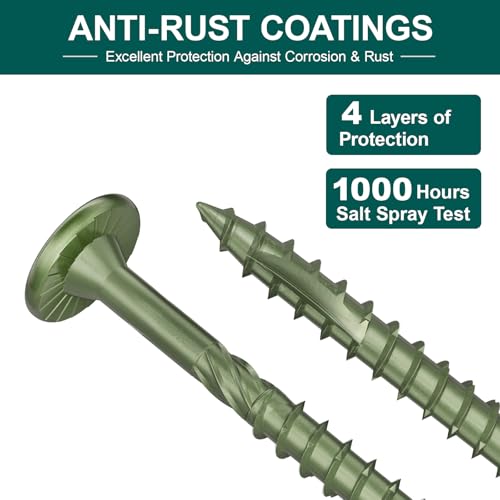 Image of 2-7 /8 Inch Heavy-Duty Outdoor Deck Screws, 250Pcs Star Drive Decking Wood Screws, Rust Resistant Timber Screws for Timber /Log /Landscaping Wood (#14 x2-7 /8 Green)