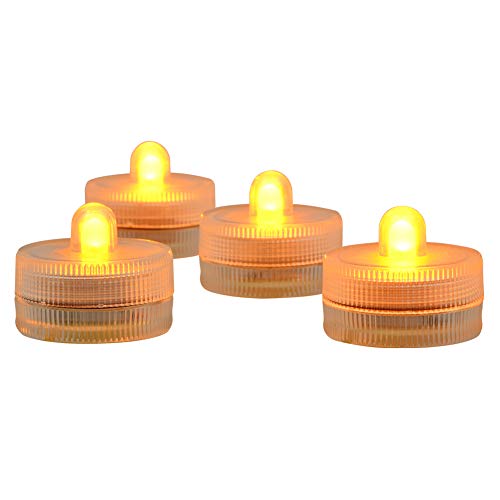Image of KITOSUN Submersible LED Lights cr2032 Battery Powered Underwater Waterproof LED Tea Light Candles for Events Wedding Centerpieces Vase Floral Xmas Holidays Home Decor Lighting(Pack of 12) (Yellow)