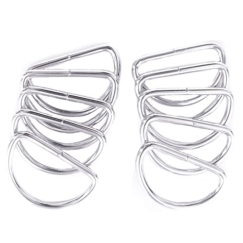 RUIBAVYA métal Anneau demi-rond 40mm anneaux en D utilisé pour Suspension de Support de Plantes, Viroles de Collier pour Animaux de Compagnie (Paquet de 10 argent) Cover