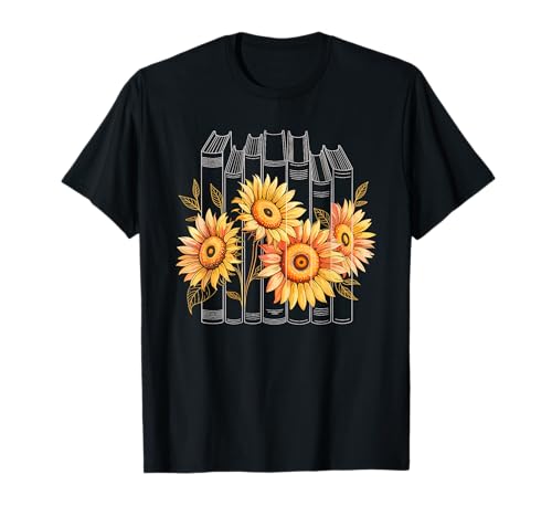 Girasoles Libros Libro Lectura Ratón De Biblioteca Camiseta