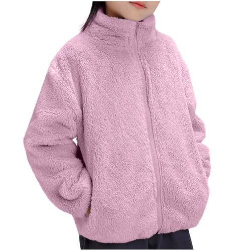 Winter Fuzzy Coats for Girl Double-sided Fleece Cute Jacket Long Sleeve Stand Collar Jackets 2025 Sherpa Fluffy Coat