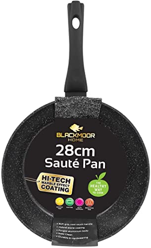 Blackmoor 28cm Saute Pan/Non-Stick Ceramic-Coated PFAS-Free Suitable for All Hob Types/Black Classic Range 66199