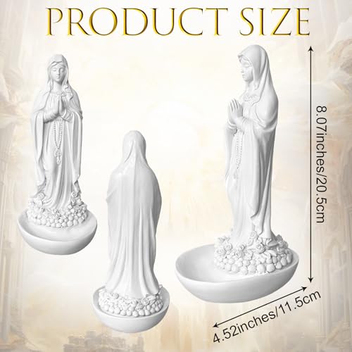 Estatua religiosa artesanal Virgen María blanca miniatura 3