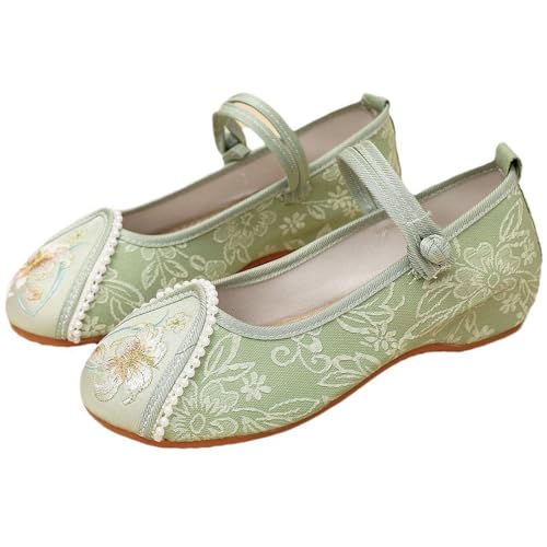 Mary Jane Shoes Chinese Embroidered Slip On Ballet Flats for Womens