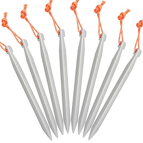 Soomloom Pegs A7075 Super Duralumin Stake Tent / Tarp Set, 6.3 inches (16 cm), Lightweight, High Strength, Set of 8, Reflective Material, V-Shaped Section, Camping Gear