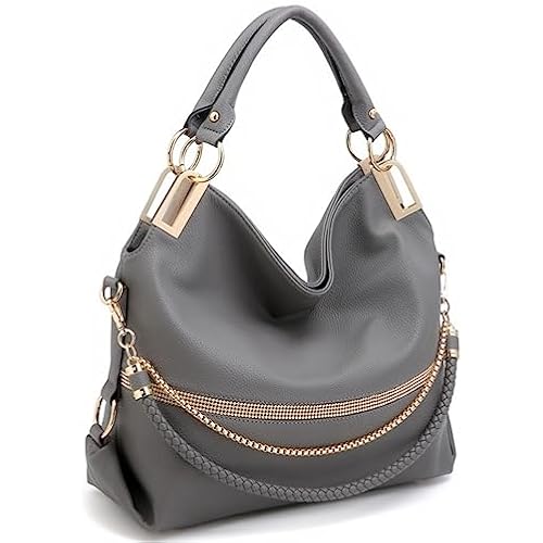 Dasein Women's Large Hobo Bag with Rhinestone Accents Vegan Leather Tote Purse Shoulder Handbag for Ladies