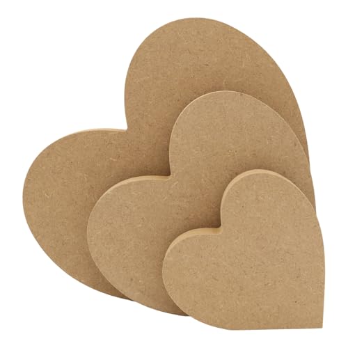 MDF Slanted Heart Multiple Sizes – Freestanding 18mm Wooden Craft Shape Blank Décor DoodleTech (Size: 150mm / Pack: 3)