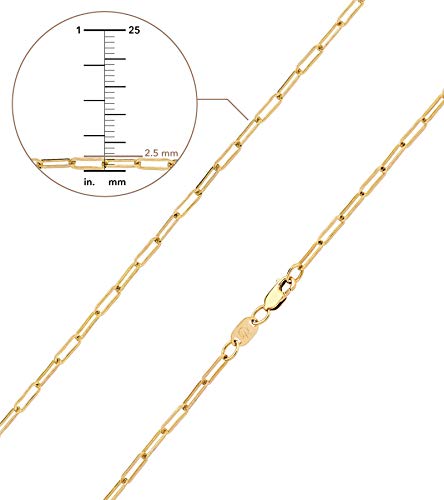 Jewelry Atelier Gold Chain Necklace Collection - 14K Solid Yellow Gold Filled Paper Clip Link Chain Necklaces For Women And Men With Different Sizes (2.0Mm, 2.5Mm) #TOP4