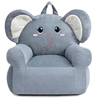 BEJOY Comfy Toddler Chair, Foam Filled Kids Sofa, Single Cuddly Dutch Fleece Reading Couch for Boys and Girls, Elephant