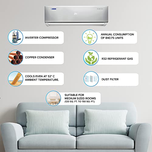 Image of Blue Star 1.5 Ton 4 Star, Inverter Split AC (100% Copper, Fix & Lock 4 in 1 convertible, Stabalizer-free operation, Blue Fins, IA418DNU, White)