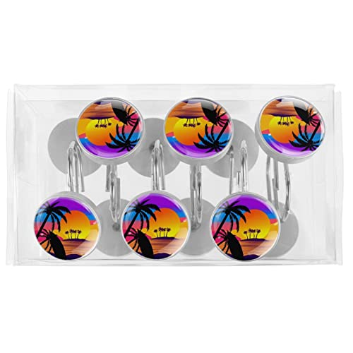 Rideau de douche bord de mer avec crochets decoratifs pour une ambiance de plage