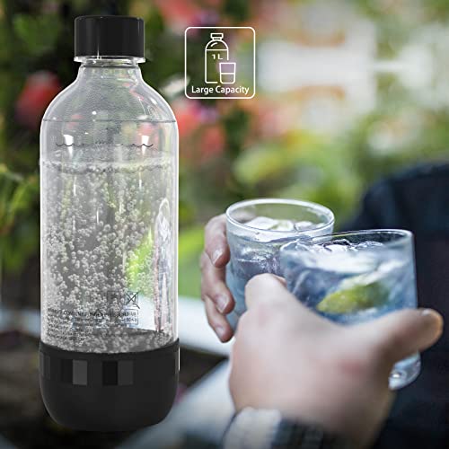 Pinci Soda Maker Bottles,Carbonating Bottles,Sparkling Water Bottle,Bpa-Free Sparkling Water Maker Bottle Compatible Soda Stream Machine-Reusable Bottles(Black 1-Liter) #TOP4