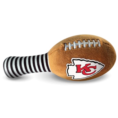 Image of Kansas City Chiefs Plush Football Rattle by Smilo - Officially Licensed NFL Baby Rattle Toy - Soft Baby Rattle with Bell - for Babies and Toddlers from 3 Months