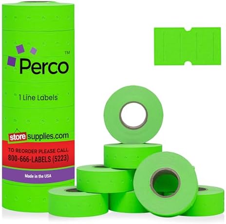 White Perco: 10 Manicotti Da 80.000 Etichette Bianche Per Pistola Etichettatrice 1 Linea, Con Rulli Inchiostro Inclusi