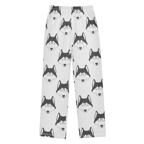 Boys' Pants Muzzle Dogs Black and White Long Bottoms Jogger Pants Elastic Waist Trousers with Pockets S-XL