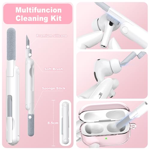 Image of for AirPods Pro 3 Clear Case 2025, Military-Grade Shockproof, Soft TPU Highly Transparent Anti-Yellowing for AirPods Pro 3 Case with Cleaning Kit & Cute Round Buckle, Clear Pink