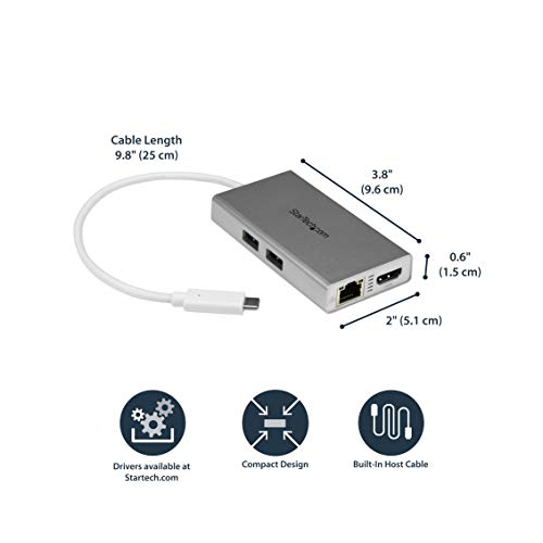Startech.Com Adattatore Multifunzione USB-C Per Portatili - Power Delivery - 4K Hdmi - Gbe - Usb 3.0 - Bianco E Argento - 4