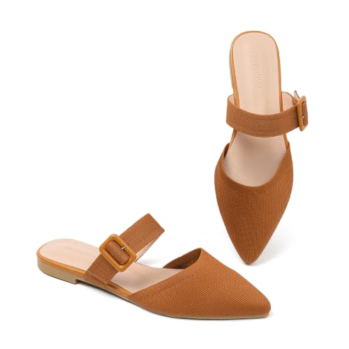 Image of Pointed Toe Mules for Women Flats,Slip On Mules Backless,Wide Width Mules,Mule Slides Flats Sandals