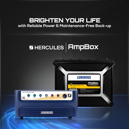 Image of Luminous Inverter & Battery Combo for Home, Office & Shops | Hercules Sine Pro 1500 (1400VA /12V) Pure Sine Wave Inverter | AB36060 6Hr Backup Gel Battery | 36M Inverter & 60M Battery Warranty