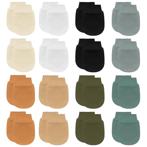 Image of Sdfvsdg 16 Pairs Newborn Baby Cotton Mittens No Scratch Gloves Newborn Mittens Infant Toddler Gloves for Boys Girls 0-6 Month