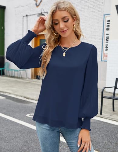 Image of Aifer Womens Tops Dressy Casual Long Sleeve Shirts Chiffon Blouses