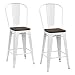 DHP P Luxor Metal Counter Stool with Wood Seat and Backrest White