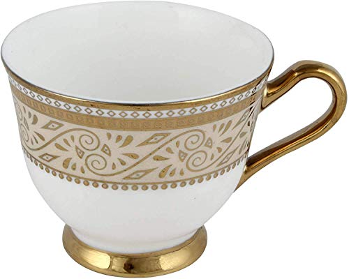 Image of E-Ezra Fine Bone China Tea Cup Saucer, Pack of 12, 160 ml Gold