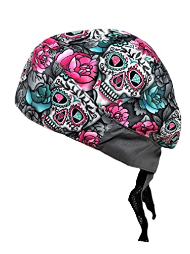 Platinum Biker Doo Rag Headwrap Pink White Turquoise...
