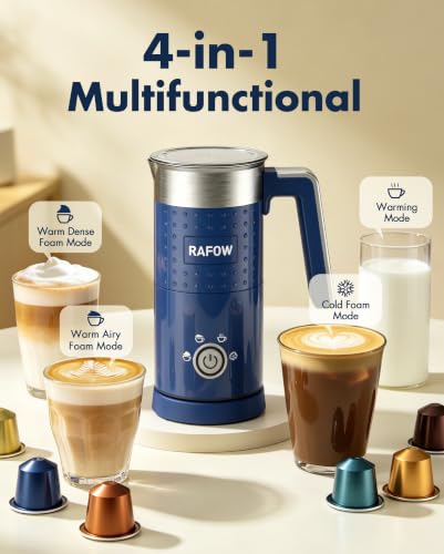 Image of Milk Frother Electric 4 in 1: 10oz /350 mL Large Capacity Electric Milk Steamer for Hot and Cold Milk Froth - Automatic Milk Frother & Warmer for Latte, Cappuccinos, Macchiato, Hot Chocolate-Blue
