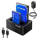 SAS to USB 3.0 Hard Drive Docking Station, SAS Dual Bay Hard Drive Duplicator for 2.5/3.5 SSD HDD with Offline Cloner Function,Plug and Play,Support up to 36TB