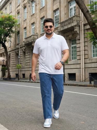 Image of Urbano Plus Men's Relaxed Fit Washed Denim Jeans Non-Stretchable