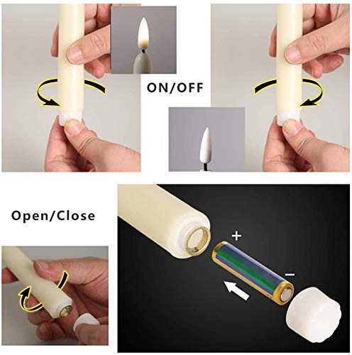 11 inch Flameless Taper Candles with Remote and Timer ,Ivory Wax Coverd. Diameter 0.9" . Set of 4