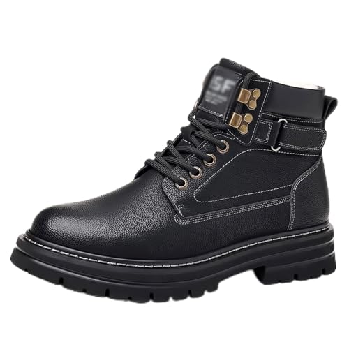 HARZONLI Botas Botas de Suela Gruesa para Hombre, Nuevas Botas Informales manuales Hombre, Botas de Nieve Antideslizantes de Piel con Aislamiento cálido para Invierno, Botas para