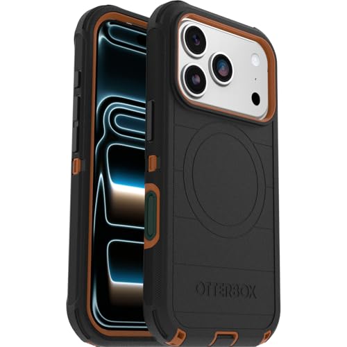 Image of OtterBox iPhone 17 Pro (Only) - Defender Series Case - Black Chateau (Black & Orange) - Snaps on MagSafe - Tough - Rugged & Durable
