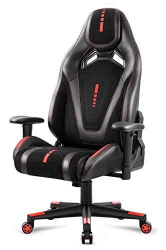Amoiu Fauteuil Gamer Ergonomique Chaise Gamer Similicuir Chaise Gaming inclinable Siège Ergonomique pour Ordinateur Hauteur Réglable (Rouge)