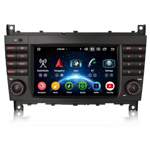 Erisin 8-Core 4GO+64GO Android 14 Autoradio GPS pour Mercedes Benz Classe C W203 Classe CLC W203 C180 Classe G W463 7