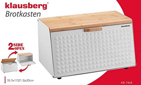 KLAUSBERG Bread Box Bread Box Wood Stainless Steel (White)