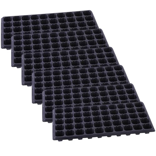 Yardenfun Contenedores de Plantación de Plástico Negro 50 Celdas, 6 Bandejas para Germinación de Plantas, Aptas para Jardinería en Interiores y Exteriores