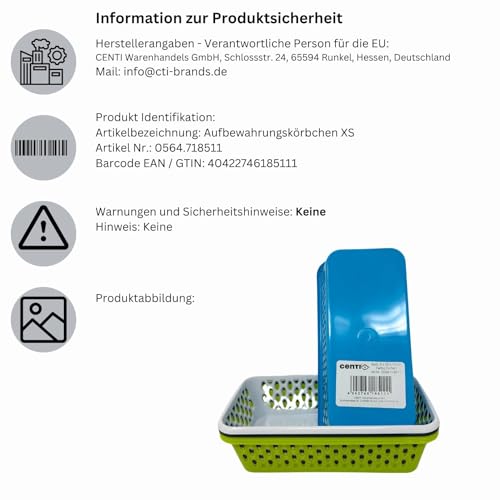 Aufbewahrungskorb Körbchen Korb Kunststoff farbig 5 Stück Set Größenauswahl, Größe:19.5 x 9.5 x 5 cm