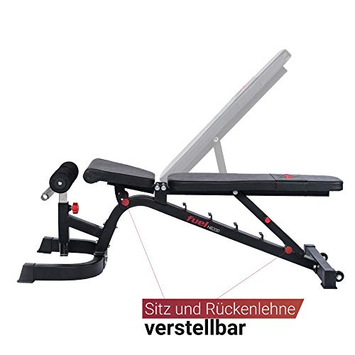 HB200 Multifunktions-Hantelbank, 4-in-1 Hantelbank: Flachbank, Schrägbank, Negativbank und Bauchtrainerbank, bis 272kg belastbar, Sitzpolster und Rückenlehne mehrfach verstellbar – Bild 4