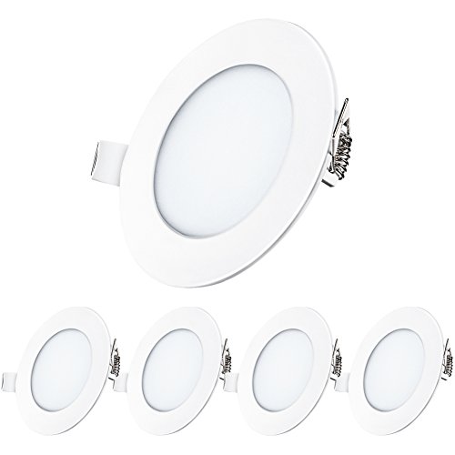 Preisvergleich Produktbild LED Einbaustrahler, TryLight Einbauleuchte 5er 9W 4000K Einbaudurchmesser 135mm Neutralweiß Dimmbare Runde Einbauspot 630lm Einbautiefe 25mm für Schlafzimmer, Küchen, Wohnzimmer, Konferenzräume
