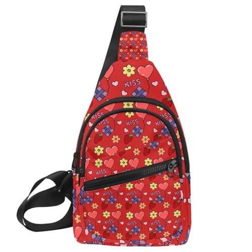 Bandolera cruzada para senderismo y viajes con estampado multicolor