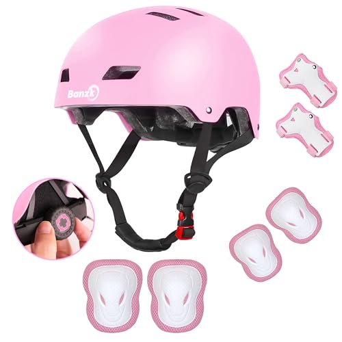 Adjustable Kids Bike Helmet with Knee Pads Elbow Pads Wrist Guards for Age 3-5-8-14+ Youth/Teens,Ventilation Multi-Sport Scooter Roller Skate Rollerblading Skateboarding Climbing Cycling