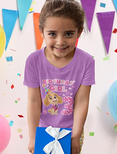 Image of Tstars Skye Birthday Girl 3 Gifts for Three Years Old Bday Paw Patrol Theme Party Toddler Kids Girls Fitted T-Shirt A51144d