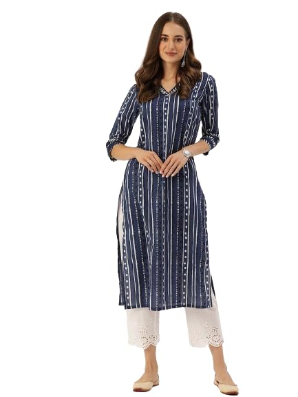 Varanga Women Olive Bhandhani Print Gota Yoke Embroidered Kurta With Round Neck, Tassel Detailing, Three-Quarter Sleeves, Straight Kurta With Side Slits (Double Extra Large)