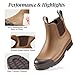 HISEA Women's Short Rain Boots Fashion Waterproof Chelsea Boots Ankle Garden Shoes for Ladies Non Slip Outdoor Work Booties Lightweight Rubber Rainboots with Comfort Insole, Size 7 Brown