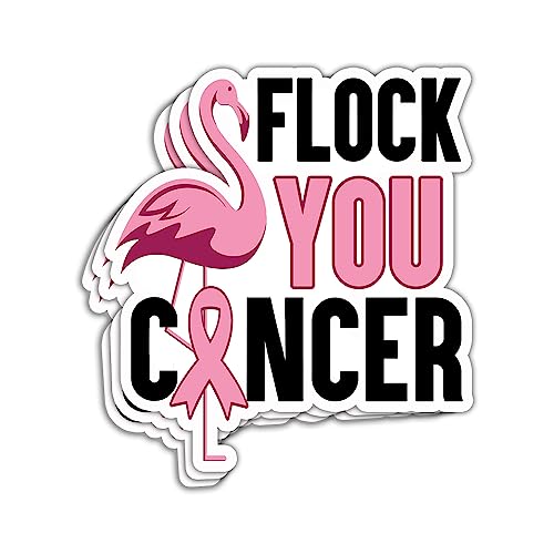MAIANEY (3 Pcs) Flock Cancer Sticker Funny Breast Cancer Awareness Stickers Flamingo Pink Ribbon Stickers Breast Cancer Stickers Support Breast Cancer Gifts Decorations Laptop Bottle Car Window 3