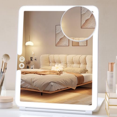 FUNTOUCH 2500mAh Rechargeable Large Travel Makeup Mirror with Lights