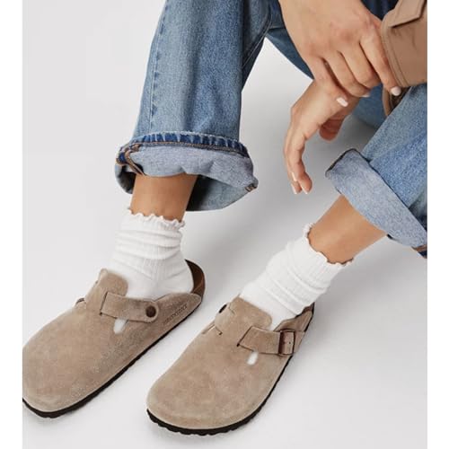 Image of Fszsaa 6PAIRS Trim Ruffle Socks Women Cotton Casual Mini Crew Socks Low Cut Ankle Socks MultiColor