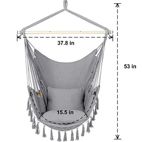 Y STOP Hammock Chair Hanging Rope Swing, Max 330 Lbs, 2 Cushions